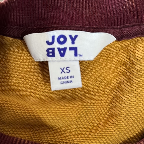 JoyLab maroon, black & gold terry French acid washed crop sweatshirt XS - Picture 14 of 17